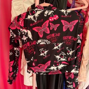 y2k o-mighty little miss emo cropped hoodie